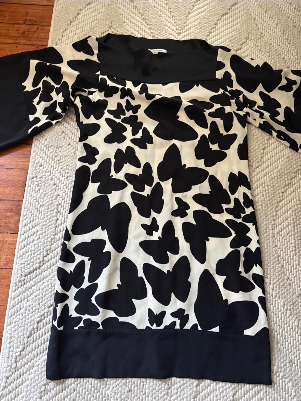 Diane Von Furstenberg Black & White Butterfly Shift Dress